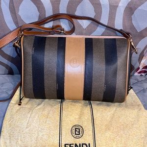 Vintage Fendi Pequin  Striped Crossbody Bag